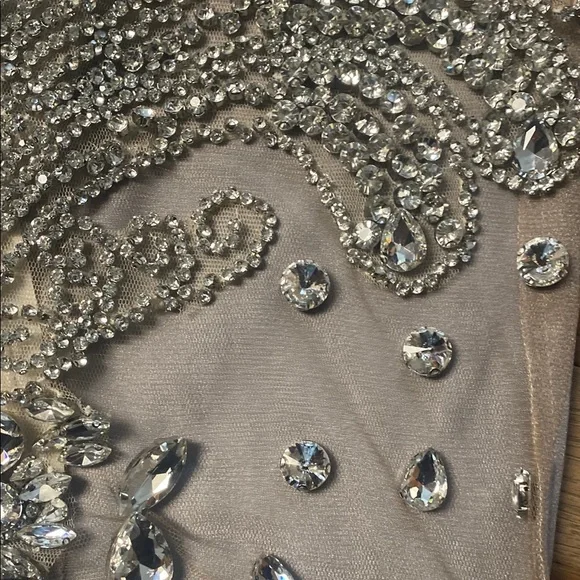 Silver Embellished Halter bedazzled Cocktail Dress - Picture 10 of 17